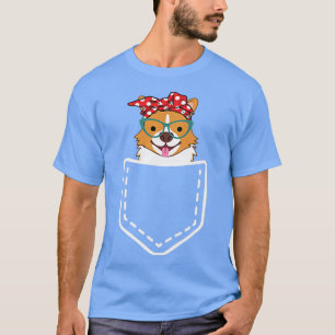 Camiseta Mulheres Corgi em Pocket Cute Corgi Mãe Presente p