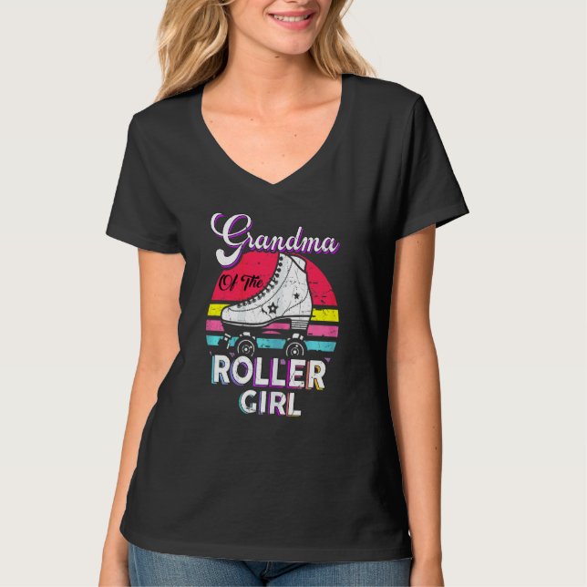 Camiseta Mulheres Correspondendo A Vovó do Roller Retro do  (Frente)