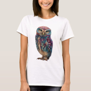 Camiseta Mulheres Corujas Galácticas Psicodélicas Vibrantes