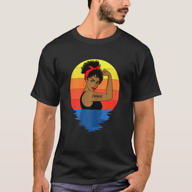 Camiseta Mulheres Curly Black Queen Afro-Americano (Frente)