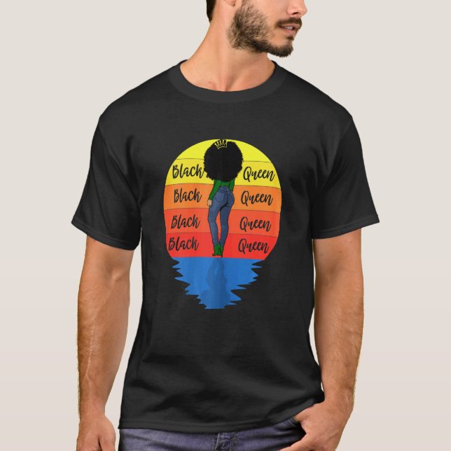 Camiseta Mulheres Curly Black Queen Afro-Americano (Frente)