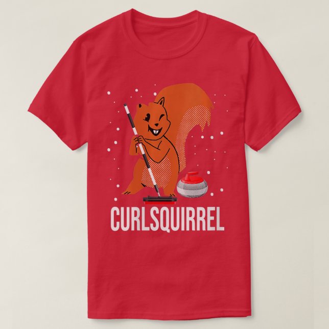 Camiseta Mulheres Curvando Esporte Mascote Curlsquirrel Cur (Frente do Design)
