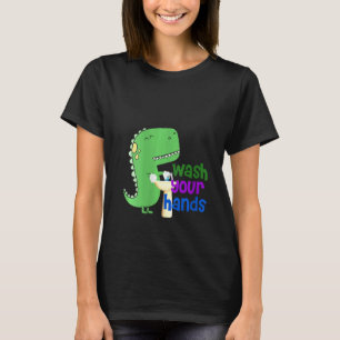 Camiseta Mulheres Cute Dino T Rex Lave Suas Mãos