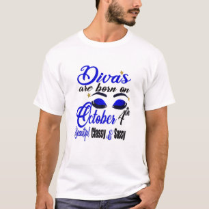 Camiseta Mulheres Cute Divas São Nasceres Em 4 De Outubro L