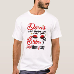 Camiseta Mulheres Cute Divas São Nasceres Em Outubro 5 Lib