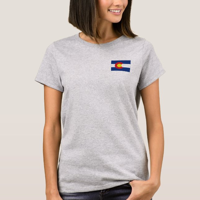 Camiseta Mulheres da bandeira e do mapa do estado de (Frente)