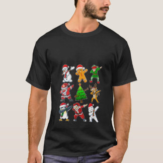 Camiseta Mulheres Dabbing Árvore de Natal Luzes Chapéu de P