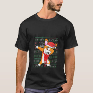 Camiseta Mulheres Dabbing Corgi Ugly Christmas Swear Xmas