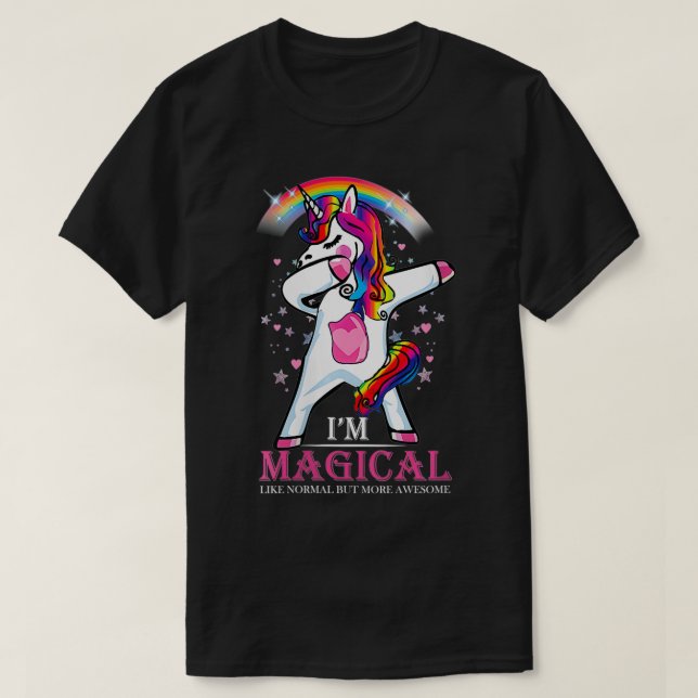 Camiseta Mulheres Dabbing I M Magical Rainbow Unicorn Magic (Frente do Design)
