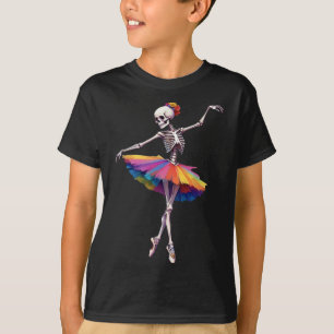 Camiseta Mulheres dançando esqueleto Rainbow Ballerina
