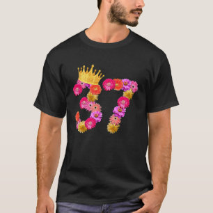 Camiseta Mulheres de 37 anos de idade de aniversário flores