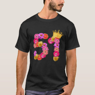 Camiseta Mulheres de 51 anos de idade de aniversário flores