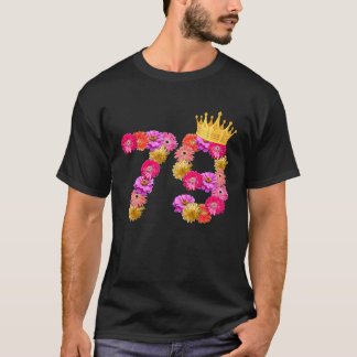 Camiseta Mulheres de 79 anos de idade de aniversário flores