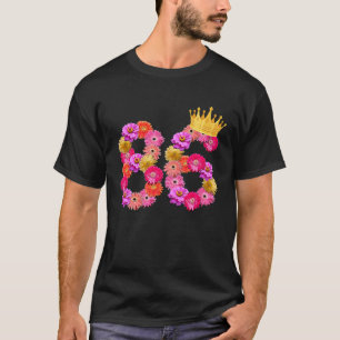 Camiseta Mulheres de 86 anos de idade de aniversário flores