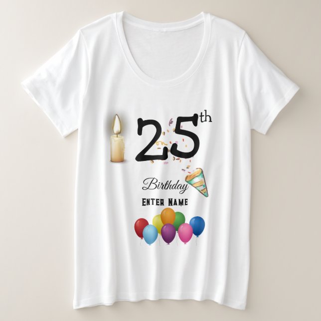Camiseta Mulheres de Aniversário Personalizadas (Frente do Design)