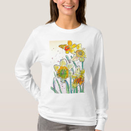 Camiseta Mulheres de arte amarela Daffodil aquarela T Camis
