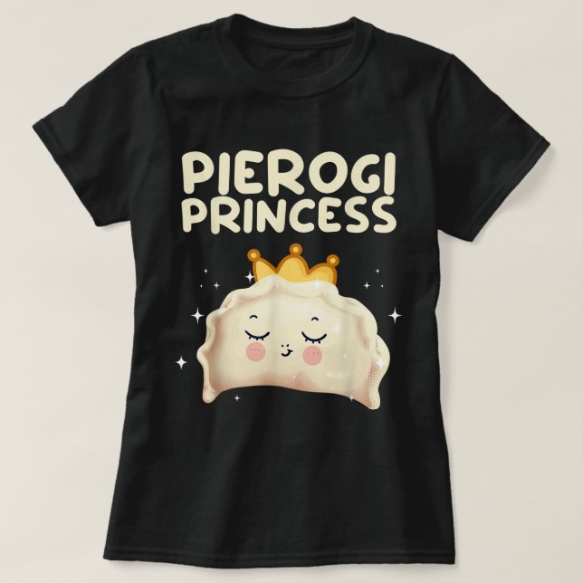 Camiseta Mulheres de Arte Cute Pierogi Meninas Crianças Pie (Frente do Design)