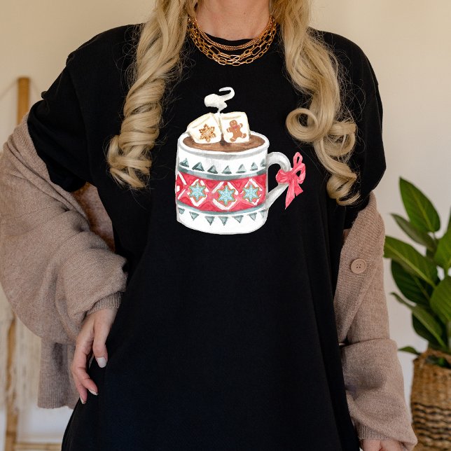 Camiseta Mulheres de Arte Moderna Feliz Férias de Natal Fel (Christmas coffee mug shirt)