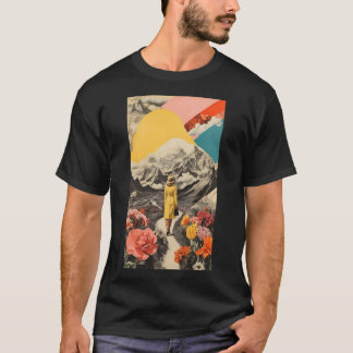 Camiseta Mulheres de colagem com primavera surreal de alto 