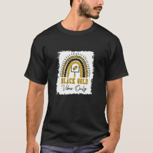 Camiseta Mulheres de futebol negro Dourado Vibe Somente Rai