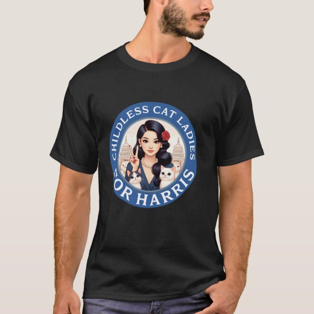 Camiseta Mulheres de Gato Asiáticas Sem Fios para Harris AP (Frente)
