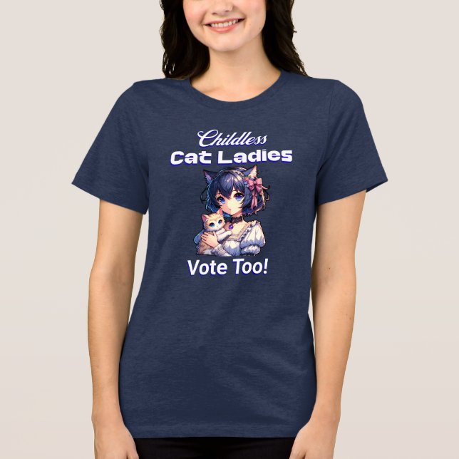 Camiseta Mulheres De Gato Sem Filhos Também Votam! Harris W (Frente)