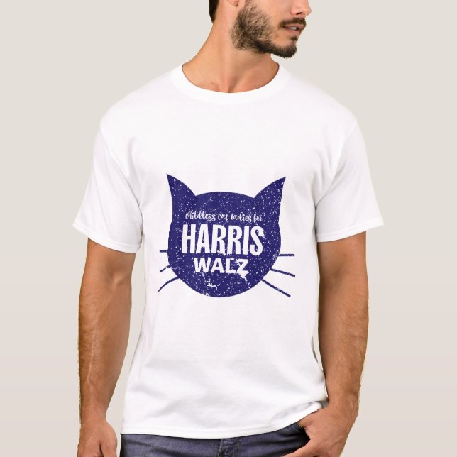 Camiseta Mulheres de Gato Sem Fios para Harris Walz 2024 (Frente)
