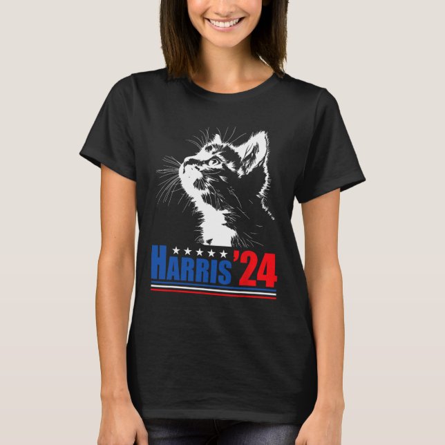 Camiseta Mulheres De Gato Sem Fios Para Kamala Harris 24 Us (Frente)