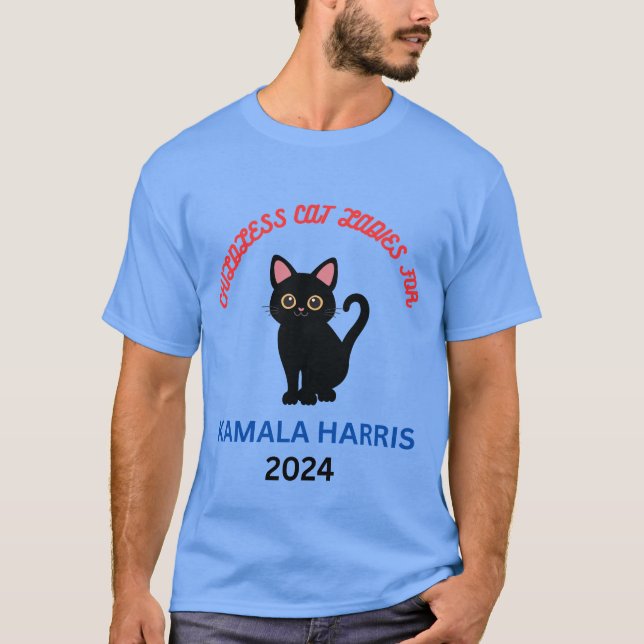 Camiseta Mulheres de Gato Sem Fios para Kamala Harris - T m (Frente)