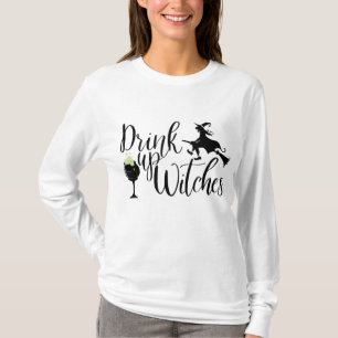 Camiseta Mulheres De Halloween Bebem Bruxas Engraçadas Pres