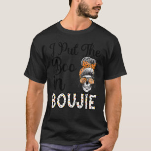 Camiseta Mulheres de Halloween Mensagem Bun Eu Coloquei O B