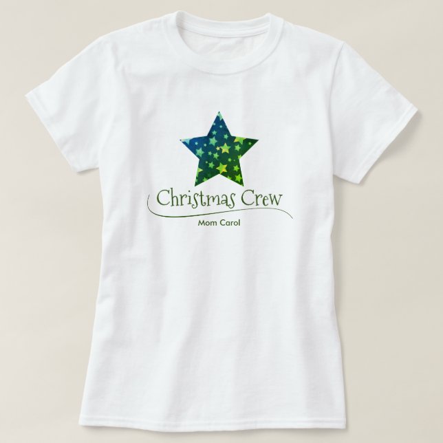 Camiseta Mulheres de Natal Modernas Douradas Verdes Cute (Frente do Design)