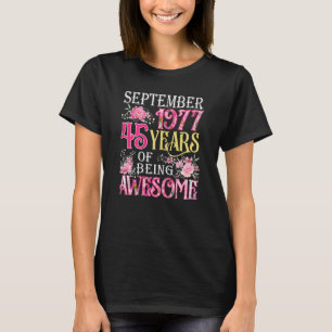 Camiseta Mulheres de setembro Menina 1977 45º Aniversário 4