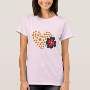 Camiseta Mulheres de Verão Flor de Margarida Coração
