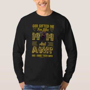 Camiseta Mulheres Deus Me Deu Dois Títulos Mãe E Tia Leopar