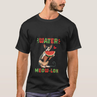 Camiseta Mulheres Devon Rex Cat Comendo Melancia Summer Vib