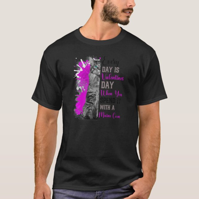 Camiseta Mulheres Dia de os namorados Maine Coon Cat Mãe Mã (Frente)