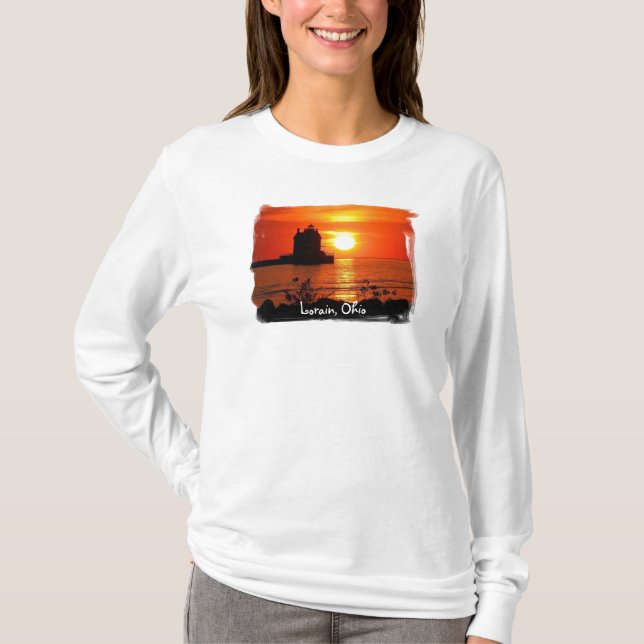 Camiseta Mulheres do farol de Lorain hoody (Frente)