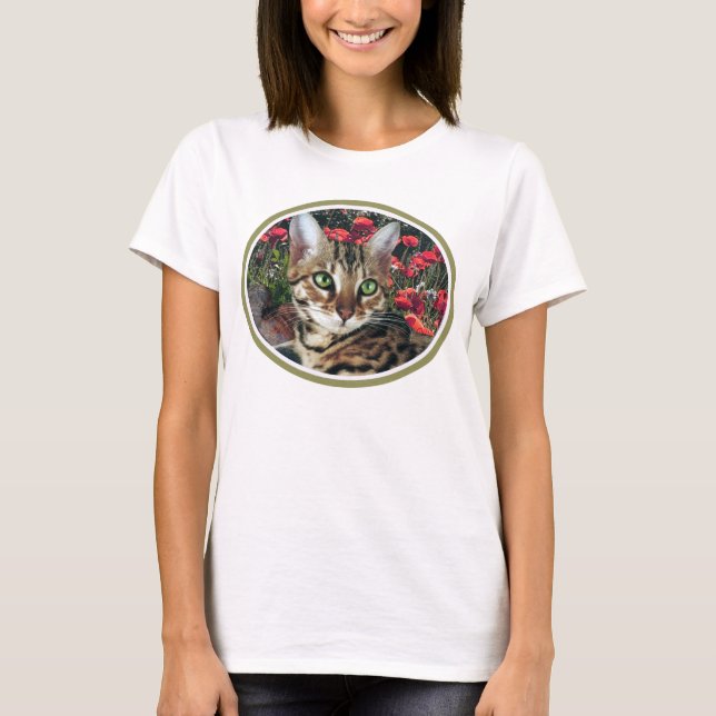 Camiseta Mulheres do gatinho de Bengal superiores (Frente)