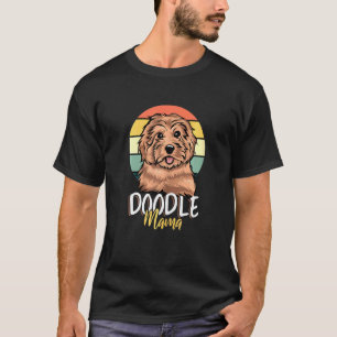 Camiseta Mulheres Doodle Mama Retro Goldendoodle Proprietár