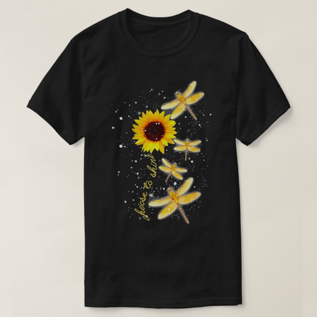 Camiseta Mulheres Dragonfly Sunflower Teacher Growth Mindse (Frente do Design)