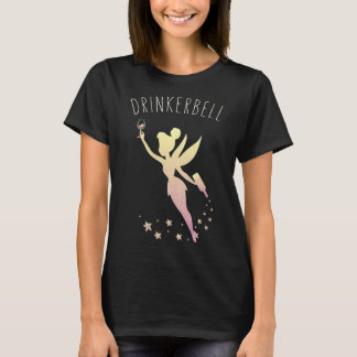 Camiseta Mulheres Drinkerbell Fairy Stars Bebendo de vinho