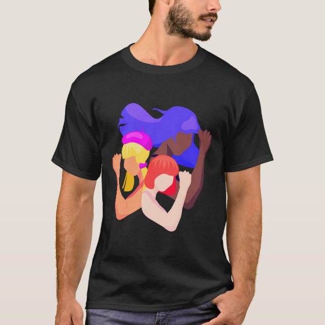 Camiseta Mulheres E Meninas Feministas Poder De Unidade (Frente)
