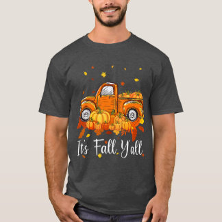 Camiseta Mulheres É Outono Abóbora Caminhão Outono Árvore O