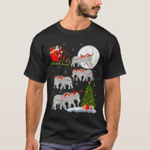 Camiseta Mulheres Elefante Papai Noel Trenó Voador Divertid