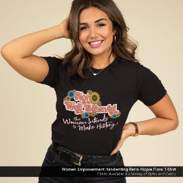 Camiseta Mulheres empoderadas Letra Hippie Floral