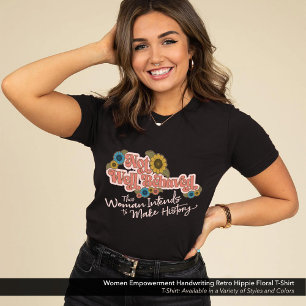Camiseta Mulheres empoderadas Letra Hippie Floral