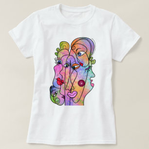 Camiseta Mulheres Enfrentam Abstrato de Estilo Moderno de C