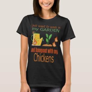 Camiseta Mulheres Engraçadas Garden Chickens Sobre Fazenda