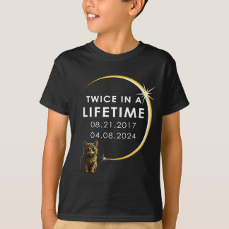 Camiseta Mulheres Engraçadas Gato Eclipse Solar Total Duas 